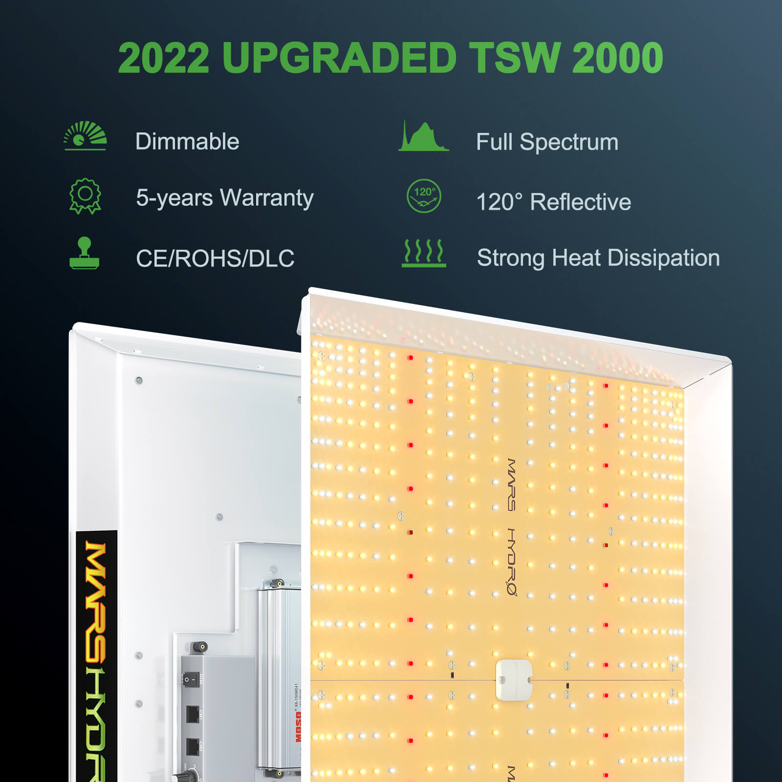 Mars Hydro TSW2000 Full Spectrum 300W Dimming LED Grow Light 